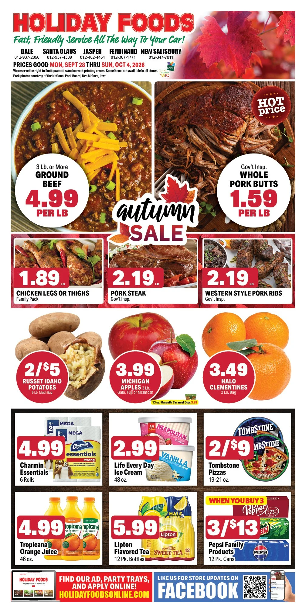 Holiday Foods Jasper, Ferdinand, Dale, Santa Claus, New Salisbury - Page 1