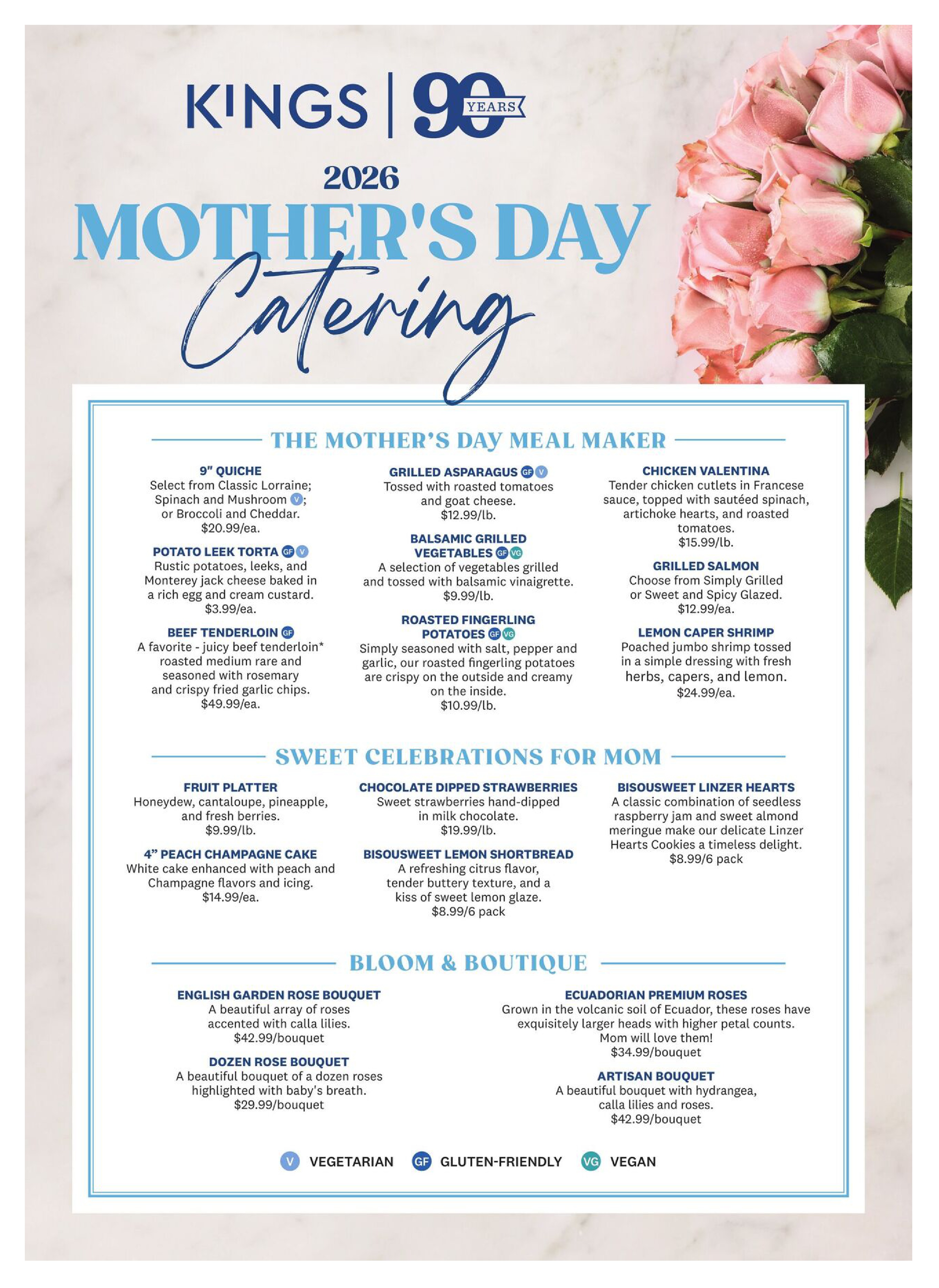 Mother's Day Menu